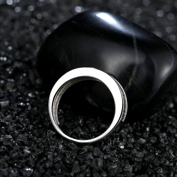 925 Silver Plated 3A CZ Blue & White Color Micro Paved Ring, GPMB1489
